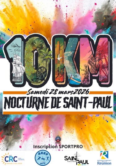 Affiche de 10 km nocturne de la ville de Saint-Paul